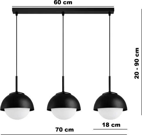 BRILAGI - Lustră pe cablu COSMO 3xE27/60W/230V negru
