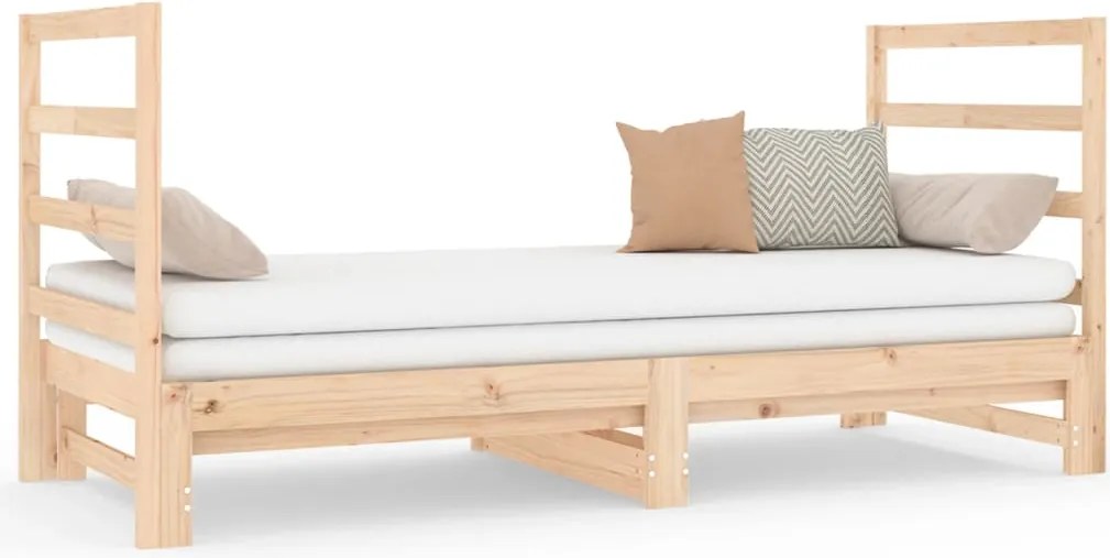 vidaXL Pat de zi extensibil, 2x(90x190) cm, lemn masiv de pin