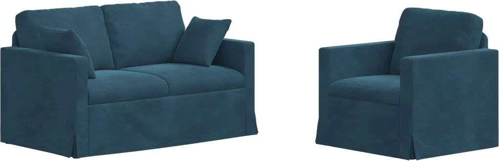 vidaXL Set de canapea 2 pcs albastru 138 x 78 x 80 cm Catifea