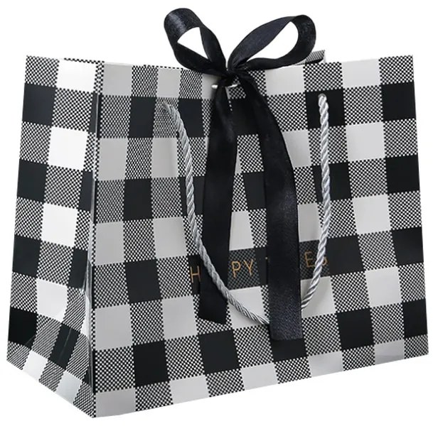 Saculet cadou CHARMBOX 18x16x10 cm, negru-alb