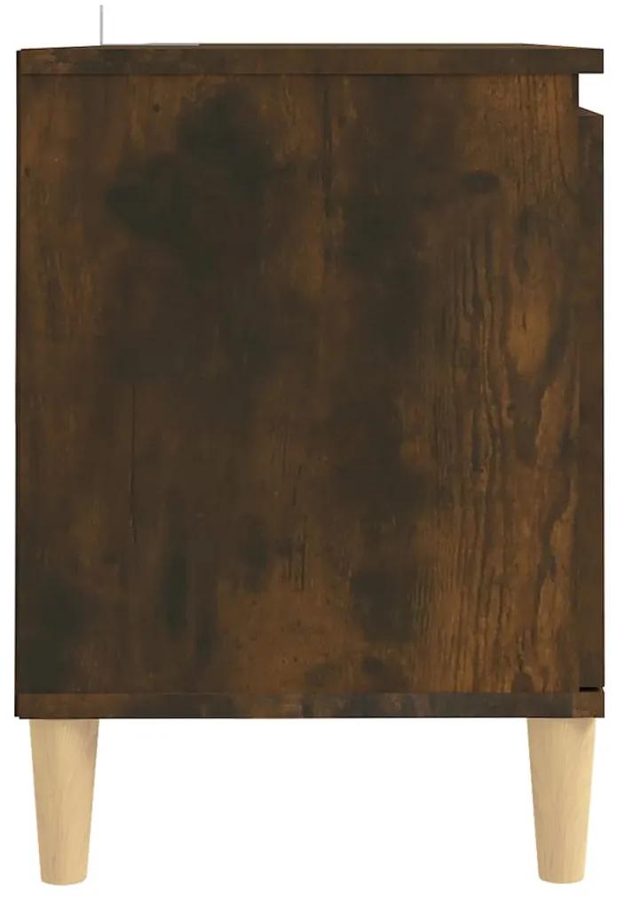Comoda TV, picioare lemn masiv, stejar fumuriu, 103,5x35x50 cm 1, Stejar afumat