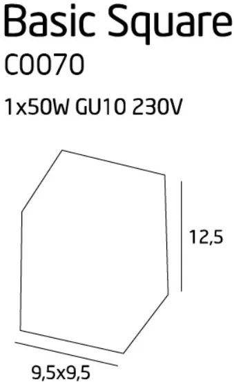 Plafonier, Spot aplicat alb, dim.9,5x9,5cm, BASIC SQUARE C0070 MX