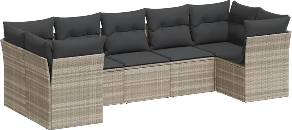 vidaXL Set canapele de grădină cu perne, 7piese gri deschis poliratan