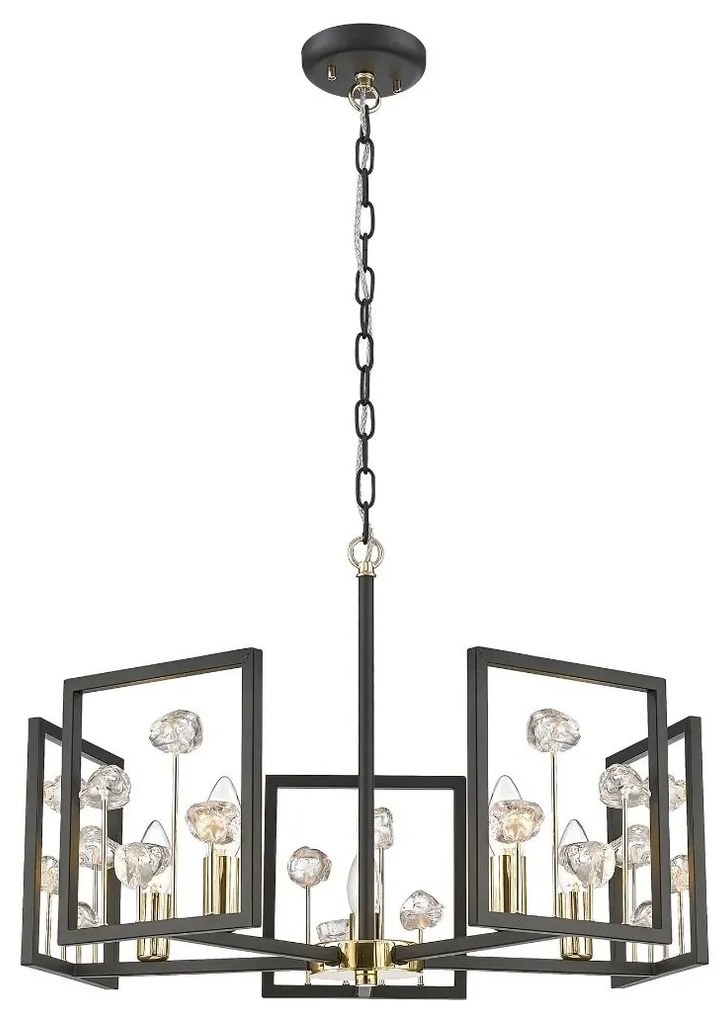 Lustra suspendata moderna design deosebit CAROLINE negru mat/ french gold