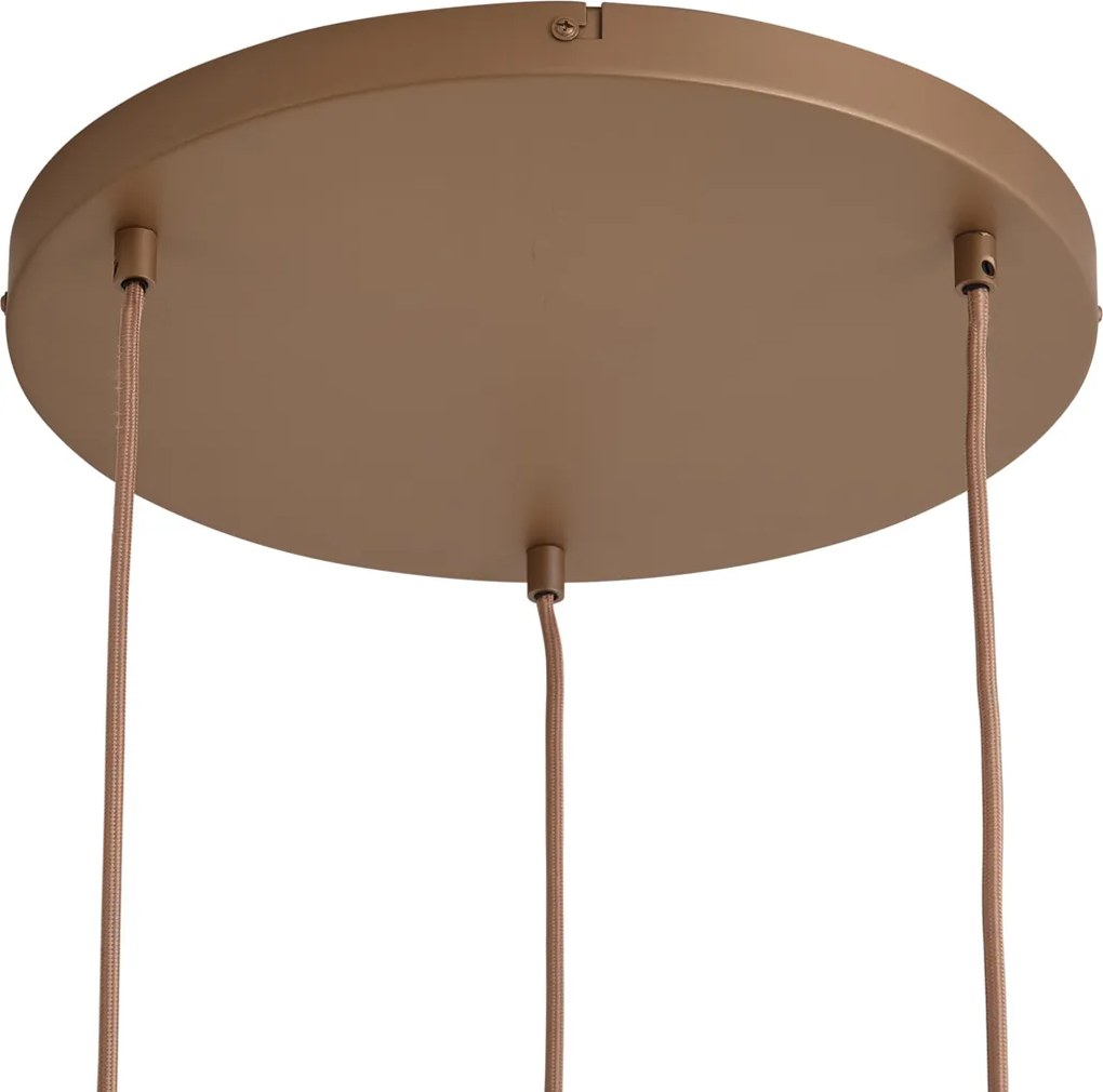 Lampă suspendată retro bronz închis cu abajururi de culoarea chihlimbarului cu 3 lumini - Smokey