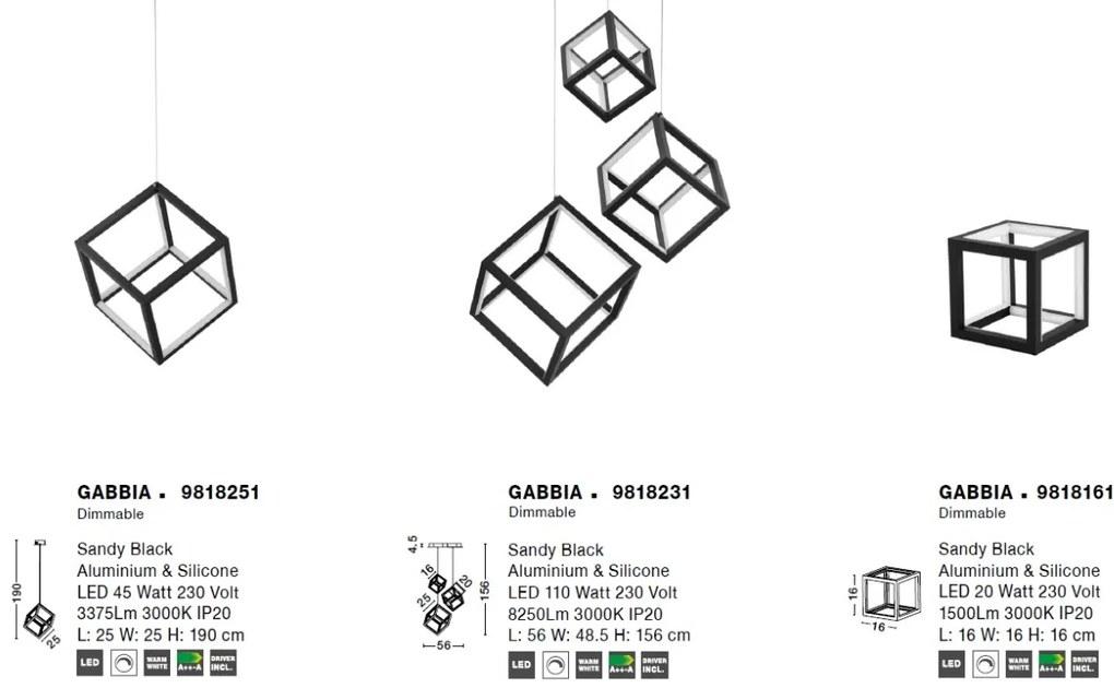 Lustra LED aplicata design modern geometric GABBIA negru NVL-9818241