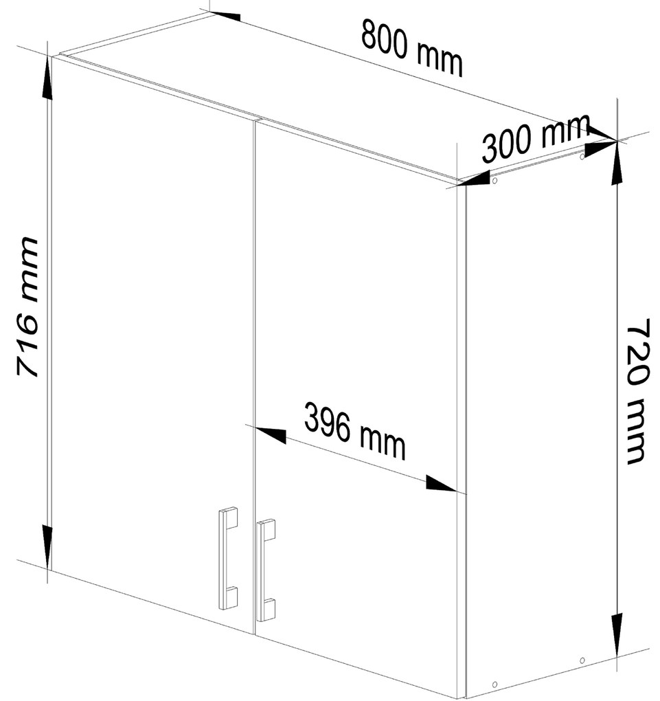 Dulap superior de bucătărie Lula W80 H720 (alb + stejar sonoma). 1068933