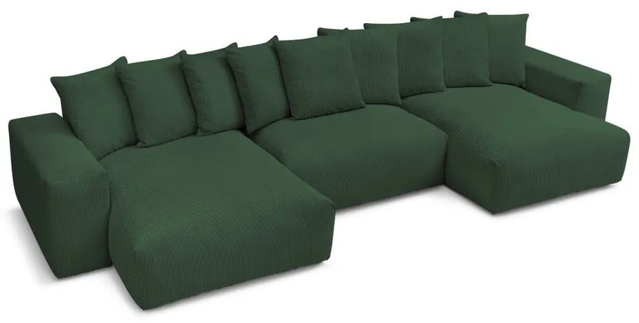 Colțar verde cu tapițerie din catifea reiată Voltaire – Bobochic Paris