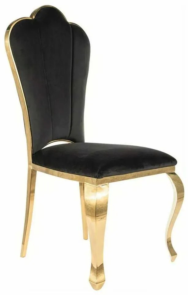 Scaun de bucătărie Motina Velvet, negru / auriu