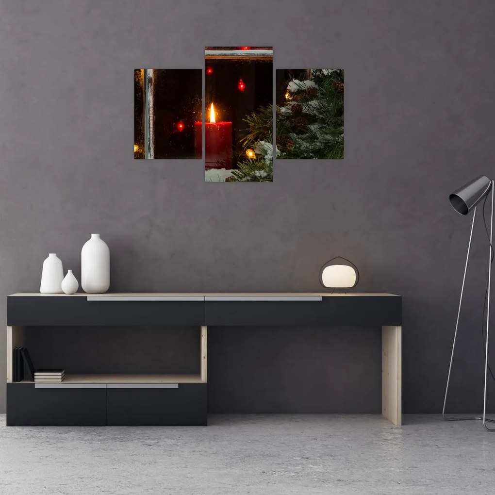 Tablou - Lumânare strălucitoare de Crăciun (90x60 cm)