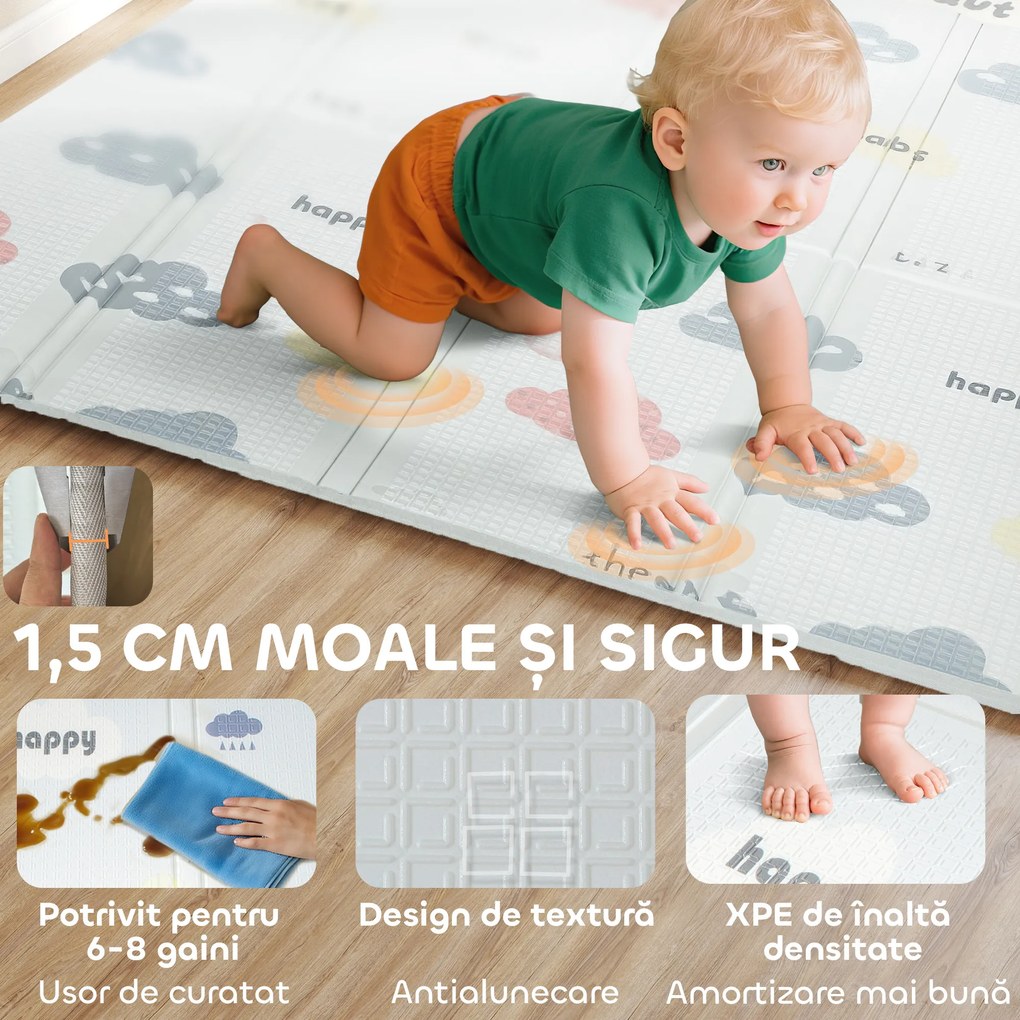 AIYAPLAY Covoraș pentru copii cu literele alfabetului și suprafață impermeabilă din XPE, multicolor, 194x176.5x1.5 cm | Aosom Romania