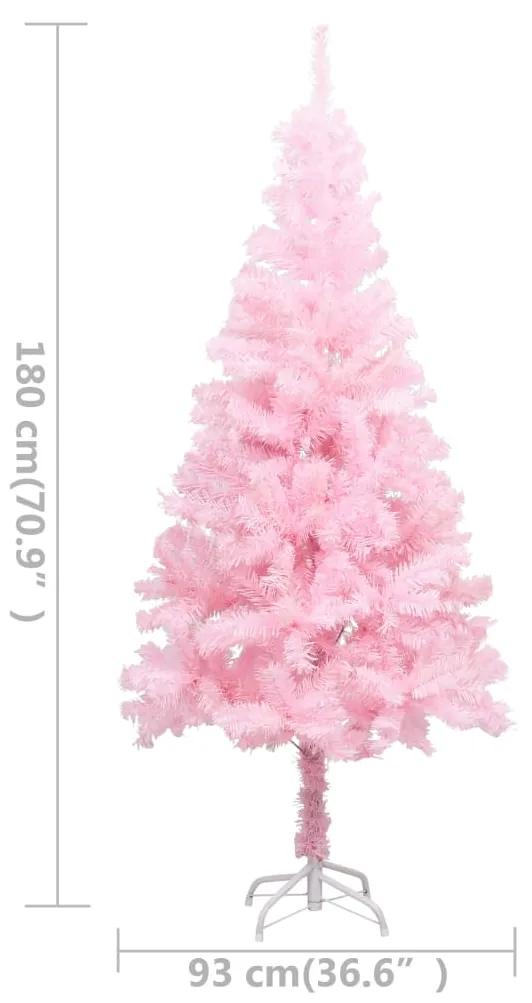 Brad de Craciun artificial cu LED-uri globuri roz 180 cm PVC pink and rose, 180 x 93 cm, 1