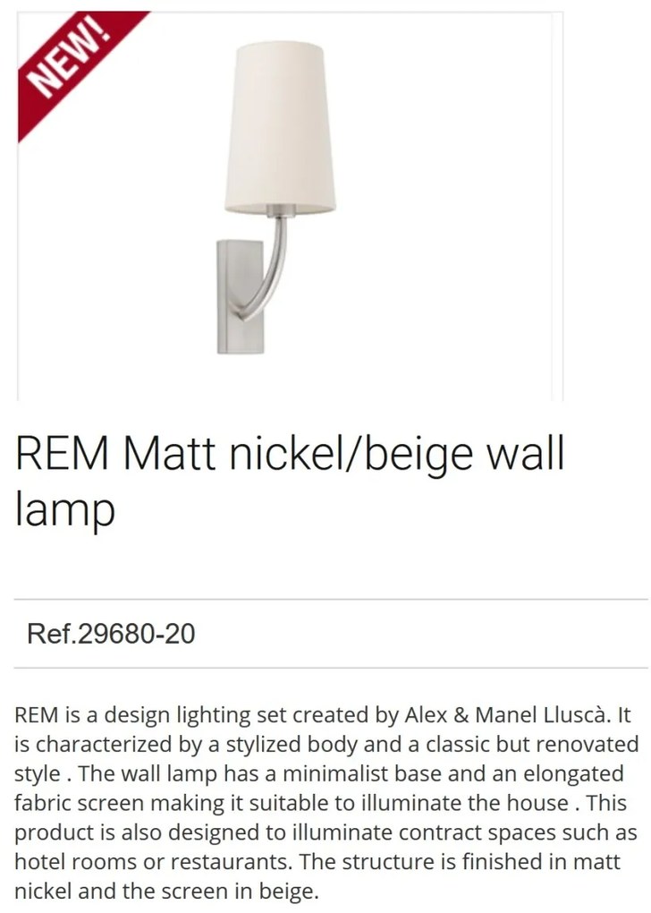 Aplica de perete eleganta design clasic REM nickel/bej
