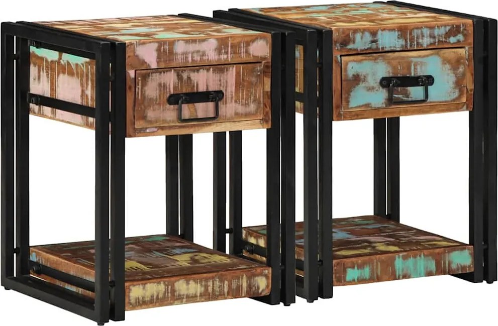 vidaXL Dulap de noapte cu sertar 2 pcs Multicolour 40 x 40 x 50 cm