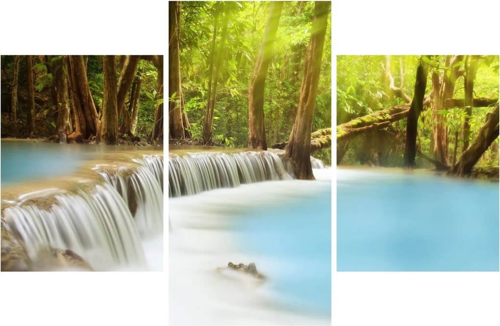 Tablou cu cascada Huai Mae Kamin în pădure (90x60 cm)