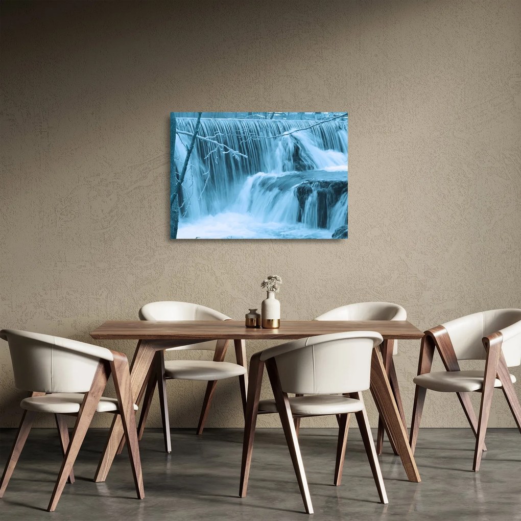 Tablou pe sticlă - cascadele închețate (70x50 cm)