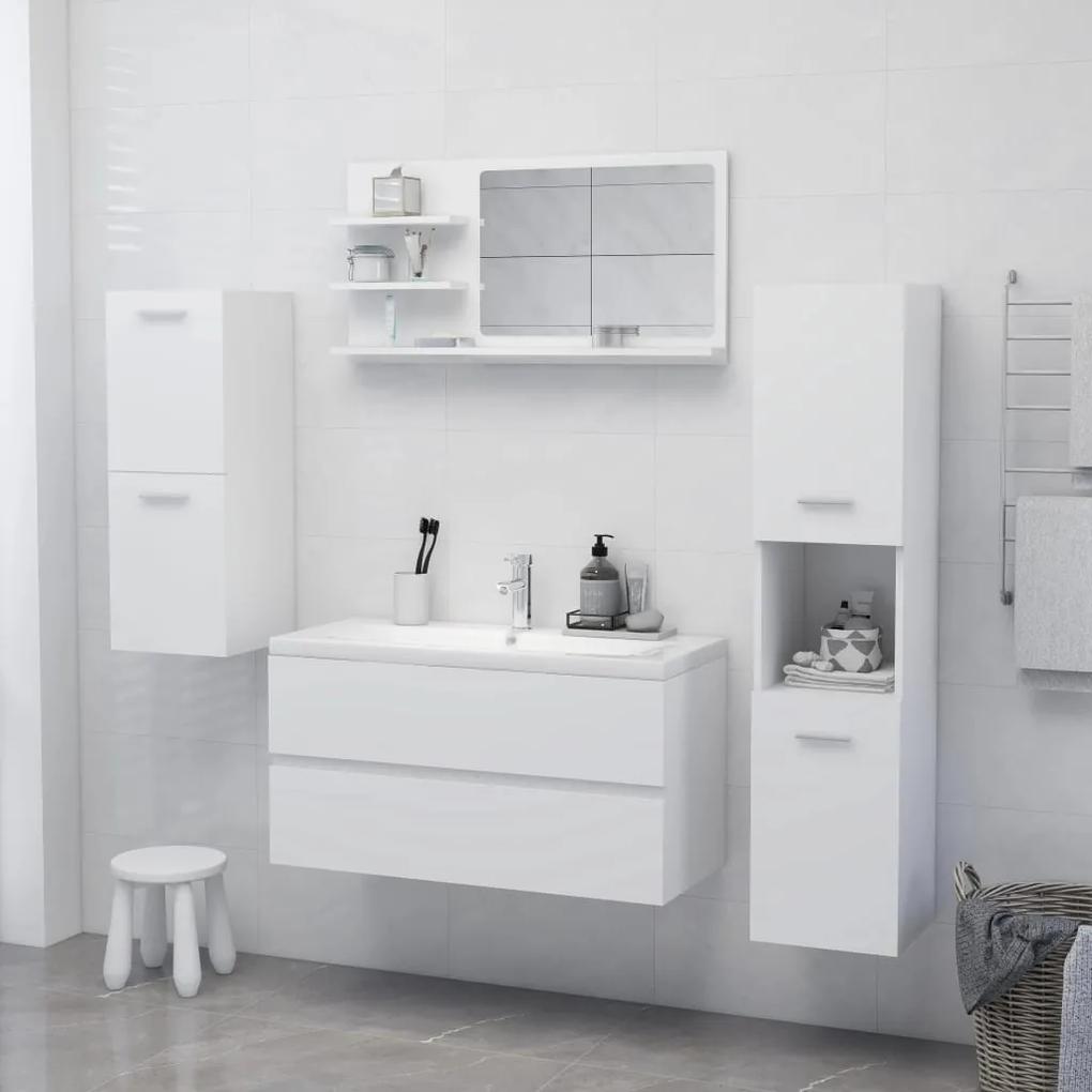 Oglinda de baie, alb, 90 x 10,5 x 45 cm, PAL Alb