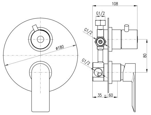 RAV Slezák NL187.3 - baterie de duș pentru instalare în perete NIL, crom lucios