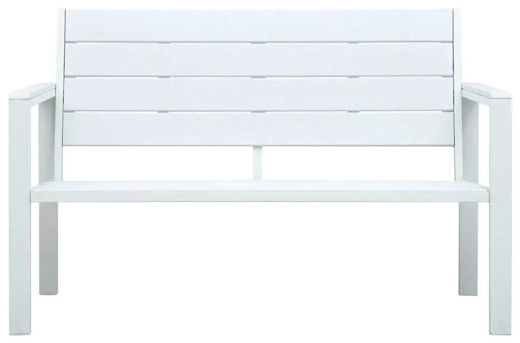 Banca de gradina, alb, 120 cm, aspect de lemn, HDPE