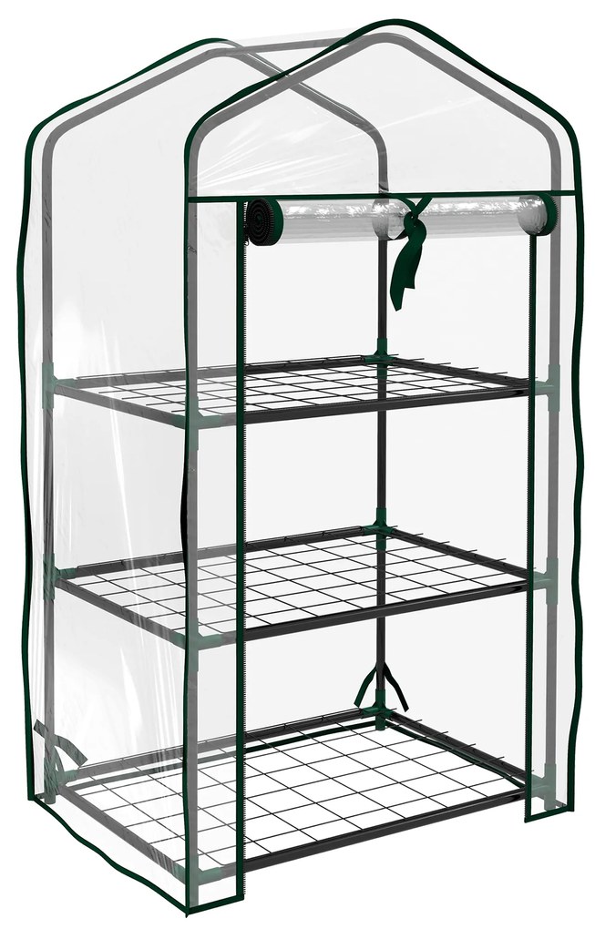 Outsunny Seră de Grădină rafturi 3 Nivele dim. 59L x 39l x 127H cm metal termolacuit Verde transparent | Aosom Romania
