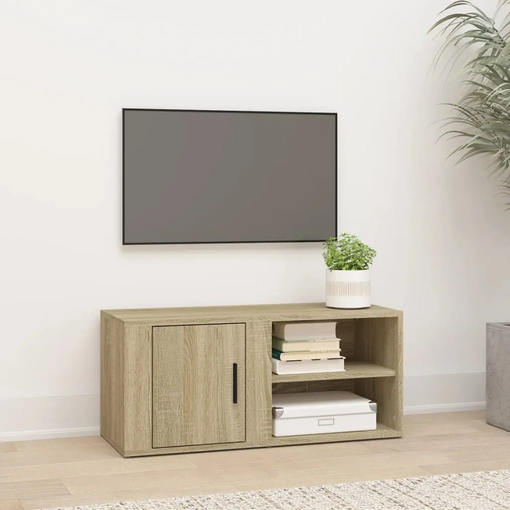 819442 vidaXL Comodă TV, stejar sonoma, 80x31,5x36 cm, lemn prelucrat
