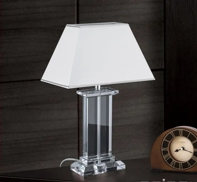 Veioza, lampa de masa design LUX VERONIQUE, crom/ abajur alb