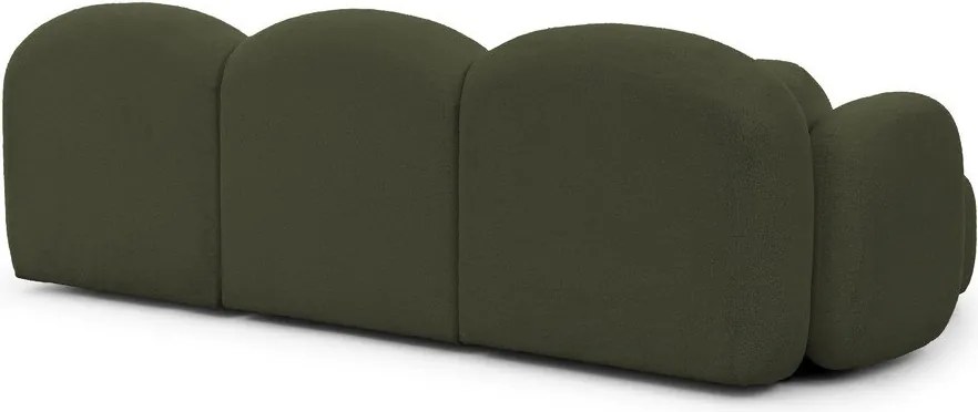 Colțar verde cu tapițerie din țesătură bouclé (cu colț pe partea stângă/cu șezlong) Orbit – Ropez