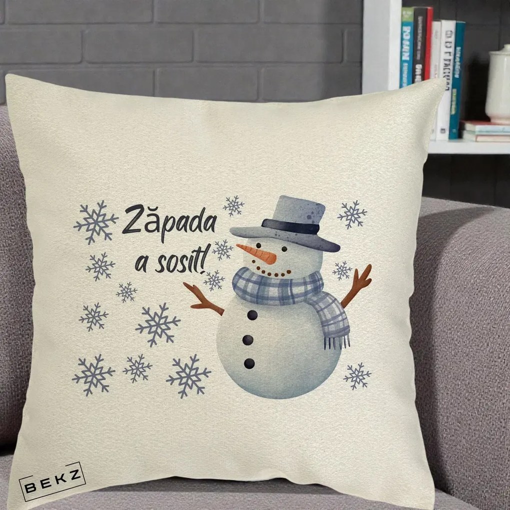 Perna Decorativa Zapada a Sosit Om de Zapada, 40x40 cm, Ecru, Husa Detasabila, Perna Inclusa, BEKZ®