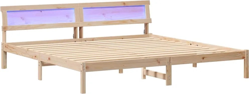 vidaXL Cadru de pat cu headboard Maro 200 x 200 cm Lemn masiv de pin