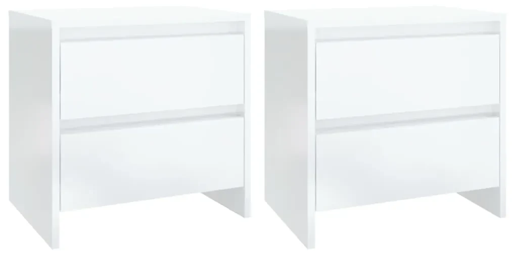 809858 vidaXL Noptiere 2 buc. alb extralucios 45x34,5x44,5cm lemn prelucrat