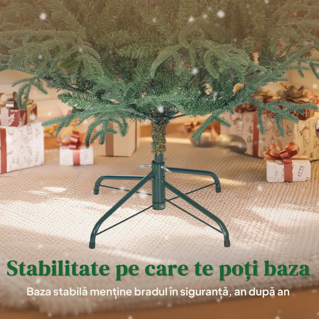 HOMCOM Brad Plin de Crăciun de 6 ft cu Vârfuri Dense Realiste, Montaj Ușor - Verde | Aosom Romania