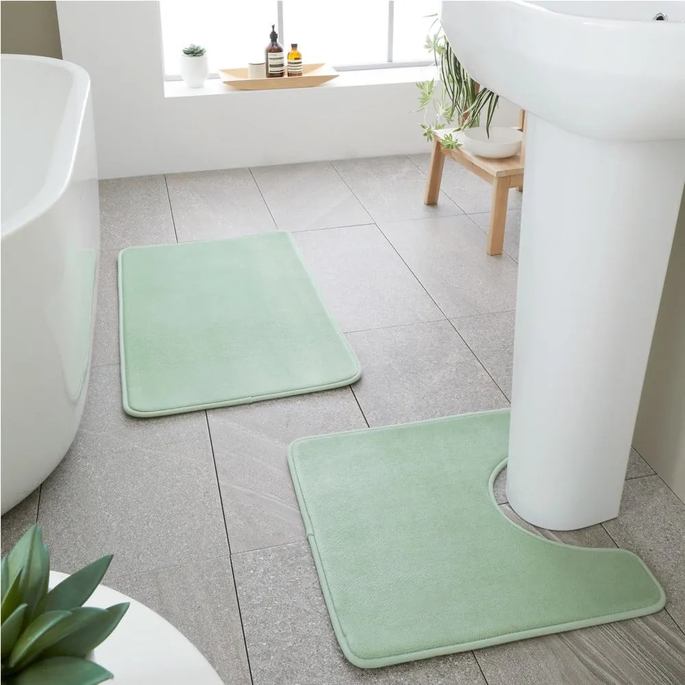 Covorașe de baie verde-deschis pentru WC 2 buc. din spumă cu memorie 50x80 cm Anti-Bacterial – Catherine Lansfield