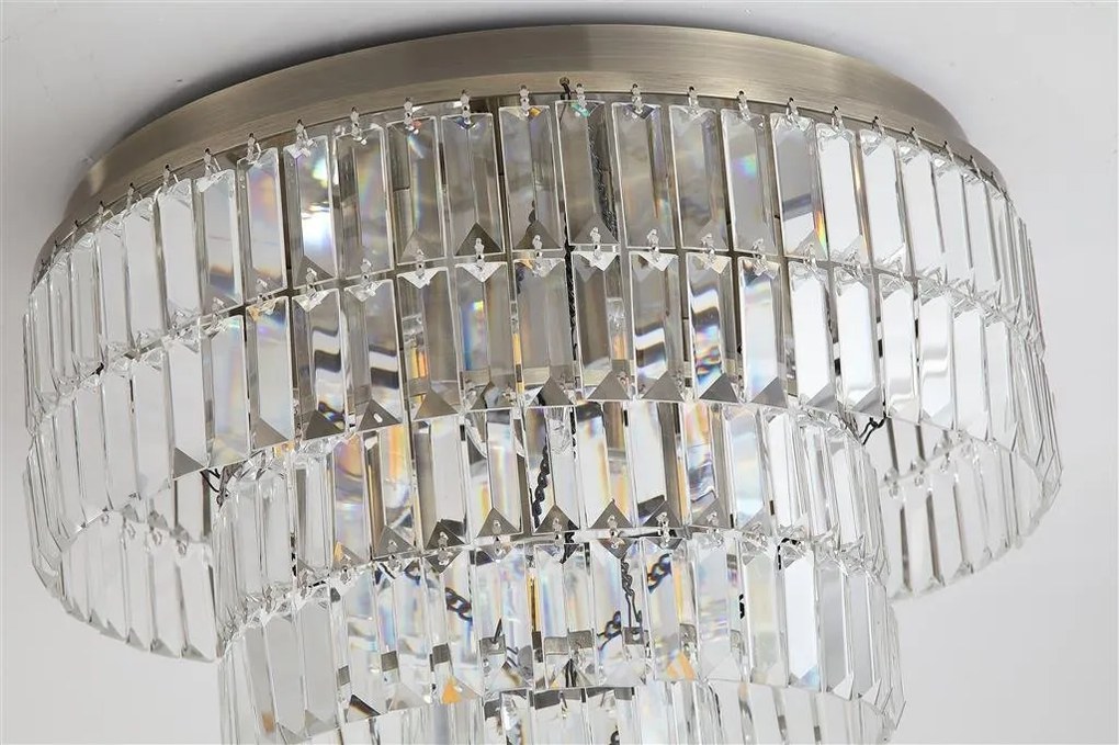 Lustra baie metal alama antic, cristal transparent Empire 6L, IP44