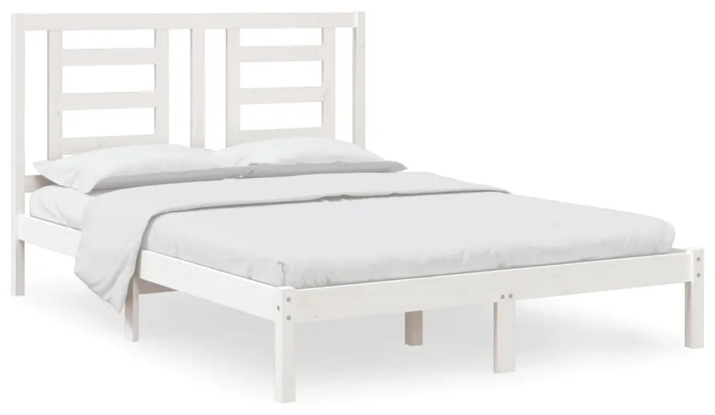 3104349 vidaXL Cadru de pat, alb, 140x200 cm, lemn masiv de pin