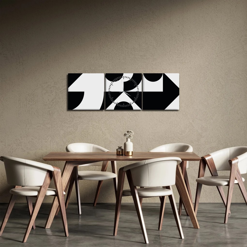 Tablou - Abstracție geometrică N⁰1 (cu ceas) (90x30 cm)