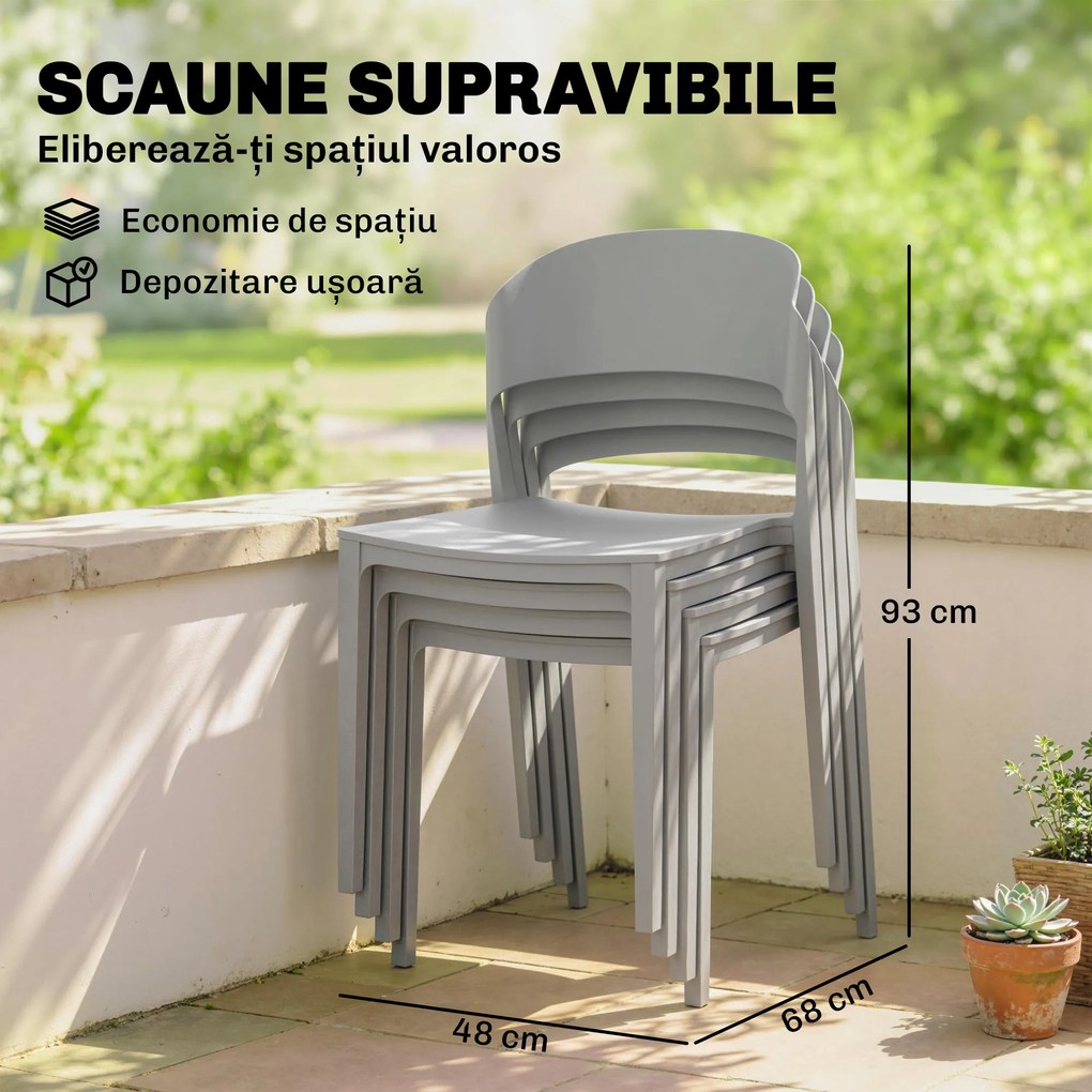 Outsunny scaune de grădină stivuibile, scaune de terasă, scaune pentru prânz | Aosom Romania