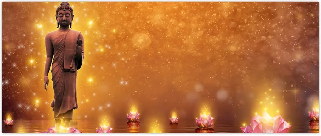 Tablou - Buddha în sclipici auriu (120x50 cm)