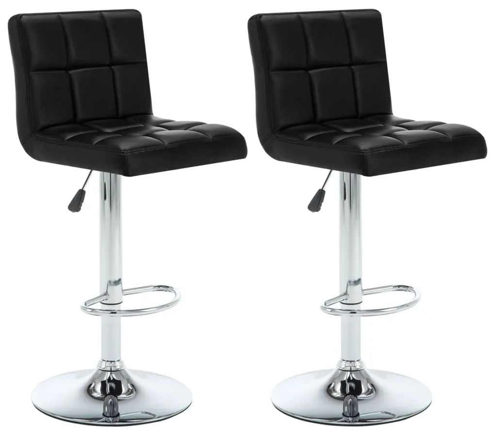 vidaXL Scaune de bar, 2 buc., negru, piele ecologică