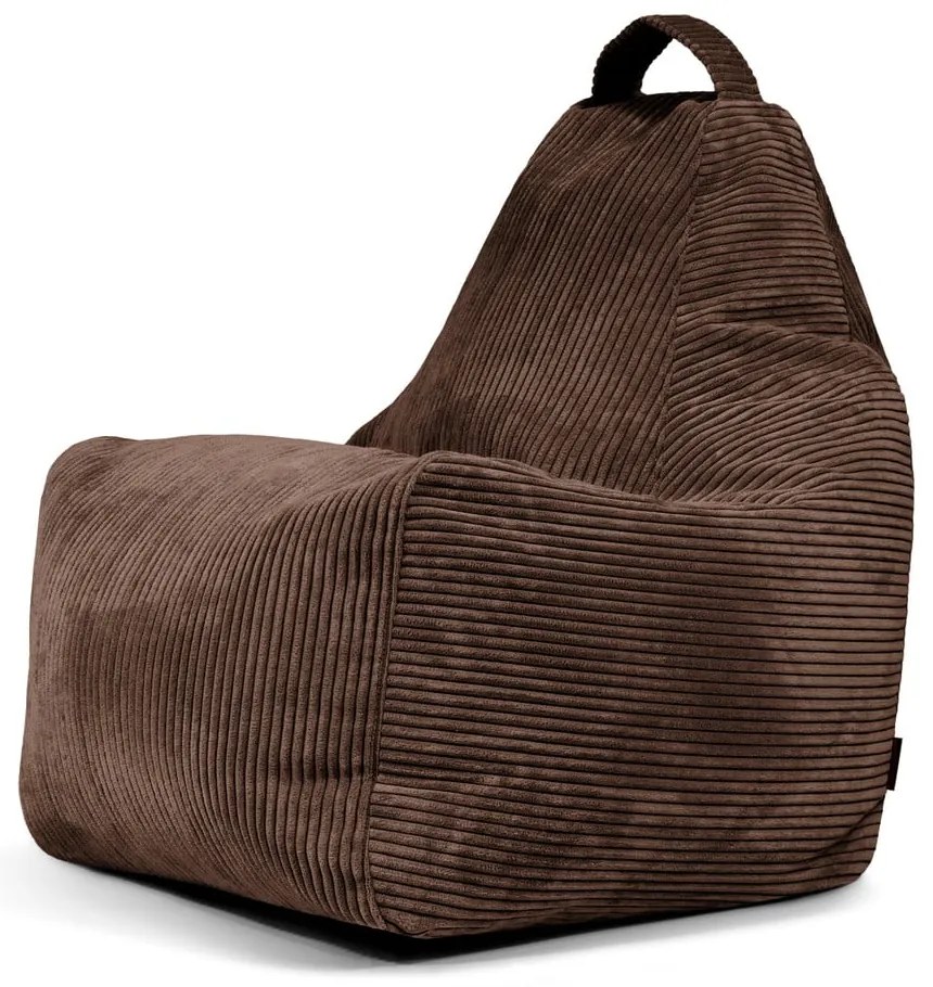 Fotoliu bean bag maro închis cu tapițerie din catifea reiată Play Amuse – SLOWDOWN