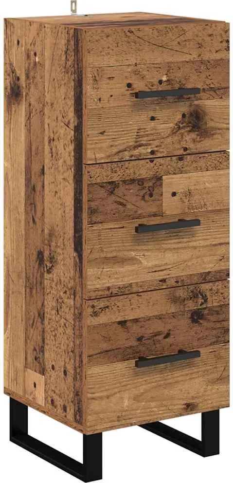 vidaXL Bufet Lemn Vechi 34,5 x 34 x 90 cm Lemn Ingineresc și Fier