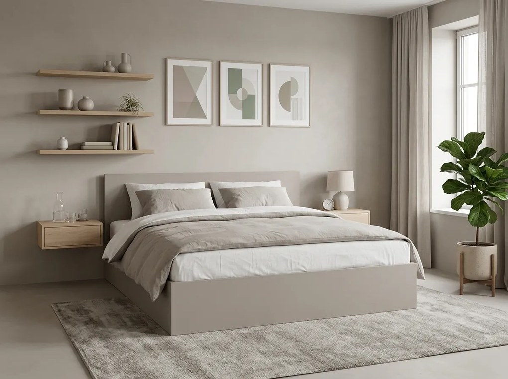 Pat SOFIA 160 x 200 cm, casmir bej Saltele: Cu saltele Coco Maxi 20 cm, Somiera pat: Cu lamele curbate