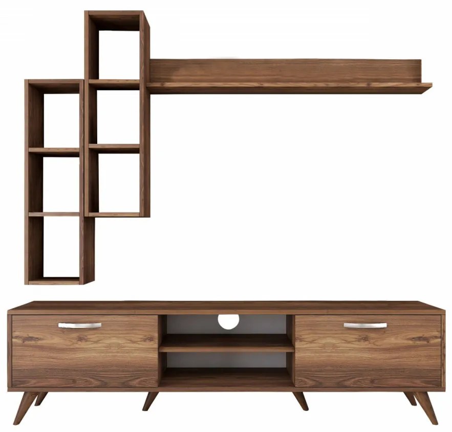 Set Comoda TV si Rafturi de Perete M16 - 262, Nuc