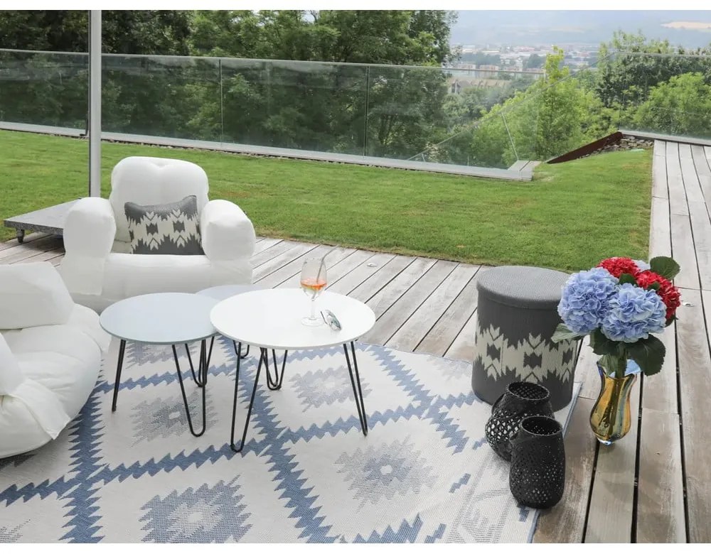 Covor adecvat pentru exterior NORTHRUGS Malibu, 80 x 150 cm, albastru-crem