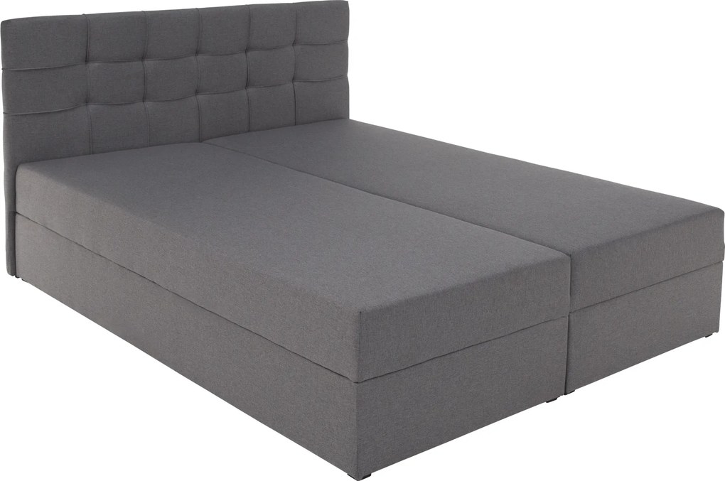 Pat boxspring, 160x200, ţesătură gri, KAMILIA