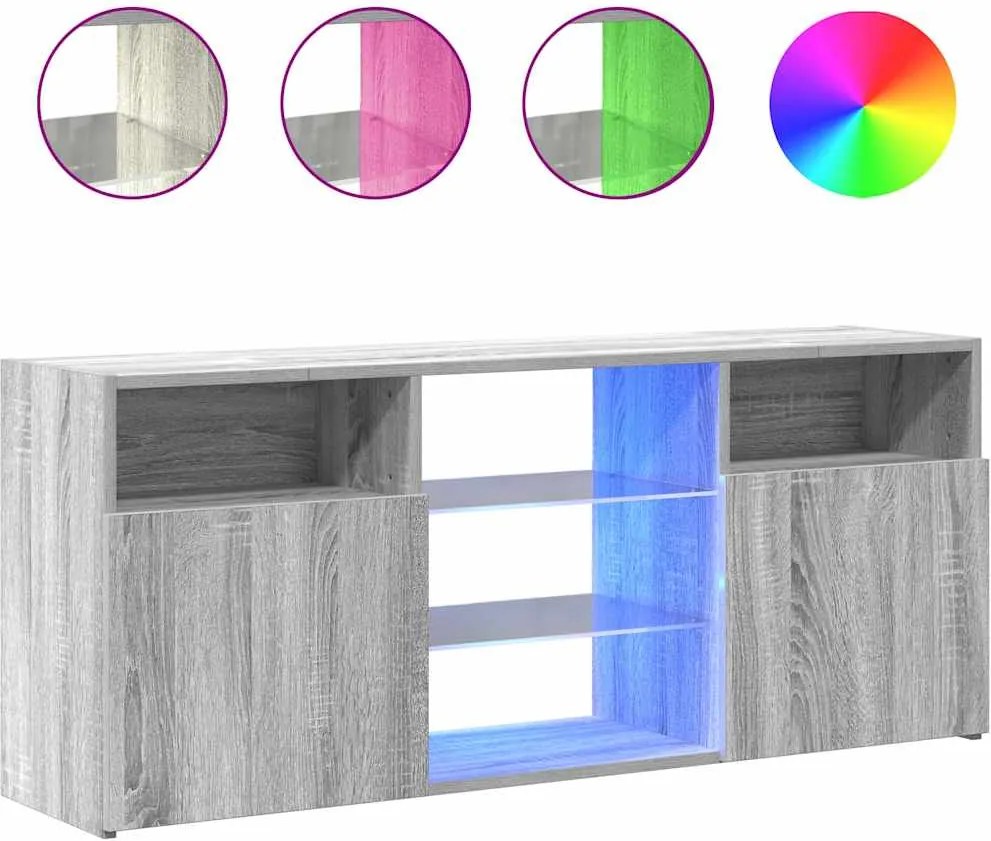 vidaXL Comodă TV cu lumini LED, gri sonoma, 120x30x50 cm