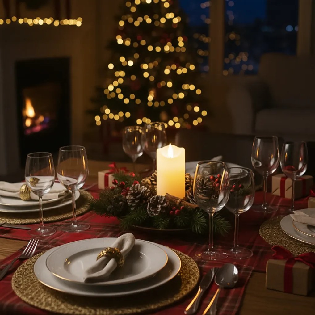 Lumanare cu LED pe coloana RUHHY 12,5 cm bej