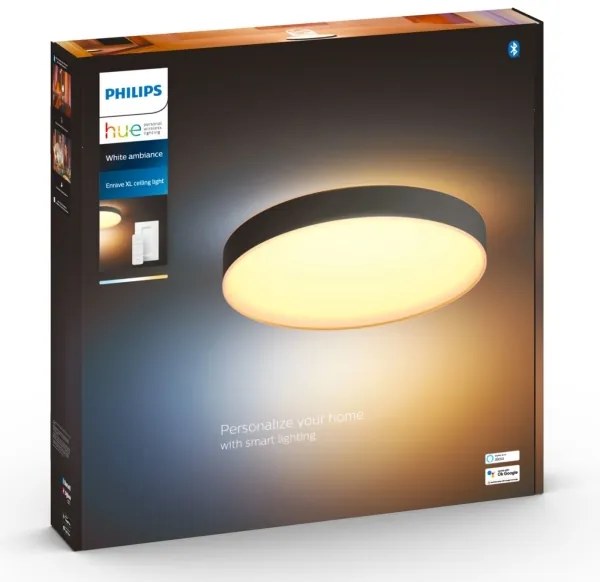 Philips Hue ENRAVE XL LED 48W 230V negru, plafonieră dimabilă + DO