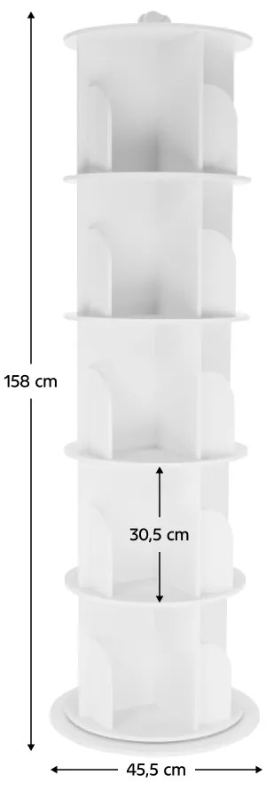 Raft pivotant, 5 poliţe, alb, ERION TIP 2 +cadou