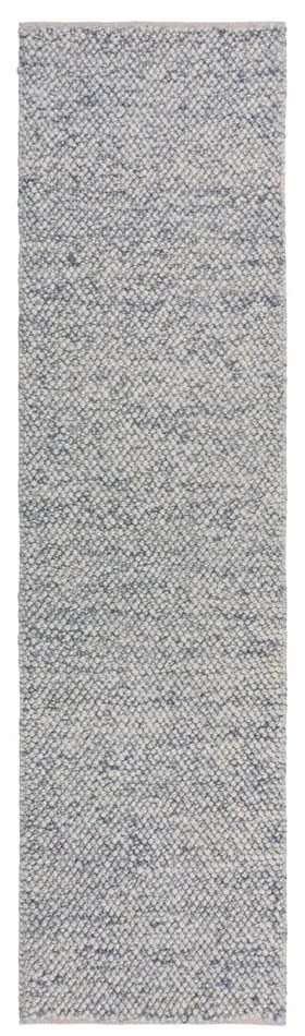 Covor tip traversă albastru deschis țesut manual din amestesc de lână 60x230 cm Minerals – Flair Rugs