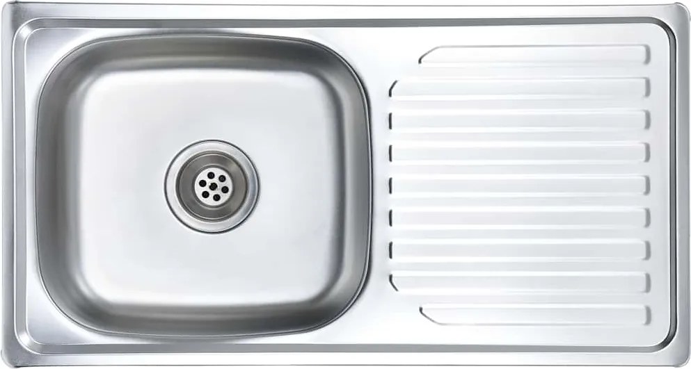 vidaXL Chiuvetă de bucătărie cu sită și sifon, oțel inoxidabil